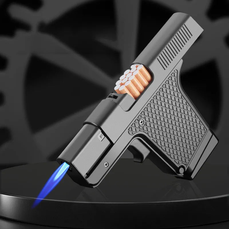 Encendedor en Forma de Pistola con Guarda Cigarrillos