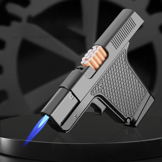 Encendedor en Forma de Pistola con Guarda Cigarrillos